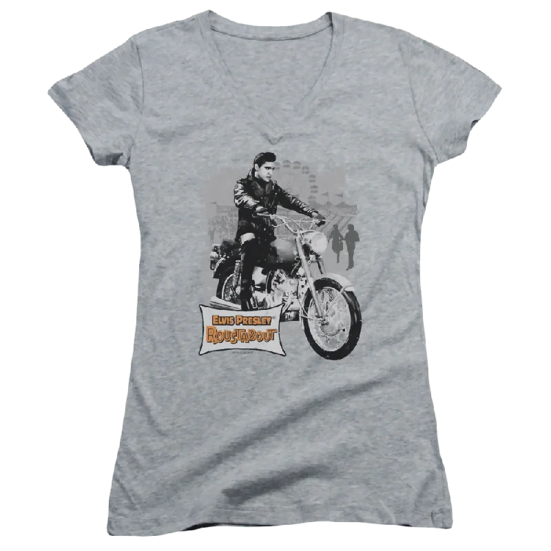 Elvis Presley Roustabout Poster - Juniors V-Neck T-Shirt-- Layered Multi-layer Single Layer Elvis Presley Roustabout Poster - Juniors V-Neck T-Shirt-- Layered Multi-layer Single Layer