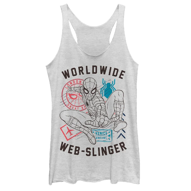 Women's Marvel Spider-Man: Far From Home Worldwide Icons Racerback Tank Top lounge tank top Women's Marvel Spider-Man: Far From Home Worldwide Icons Racerback Tank Top lounge tank top