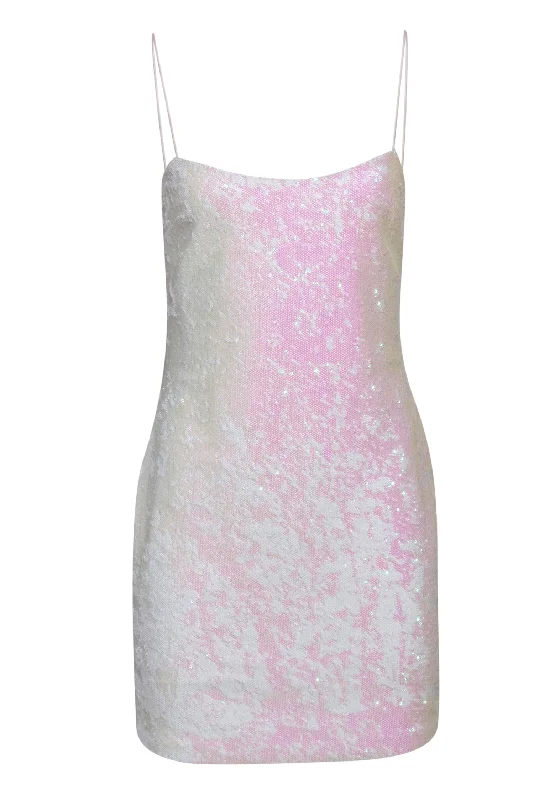Likely - White Iridescent Sequin Sleeveless Mini Party Dress Sz 6 Shift Classic Vintage Likely - White Iridescent Sequin Sleeveless Mini Party Dress Sz 6 Shift Classic Vintage